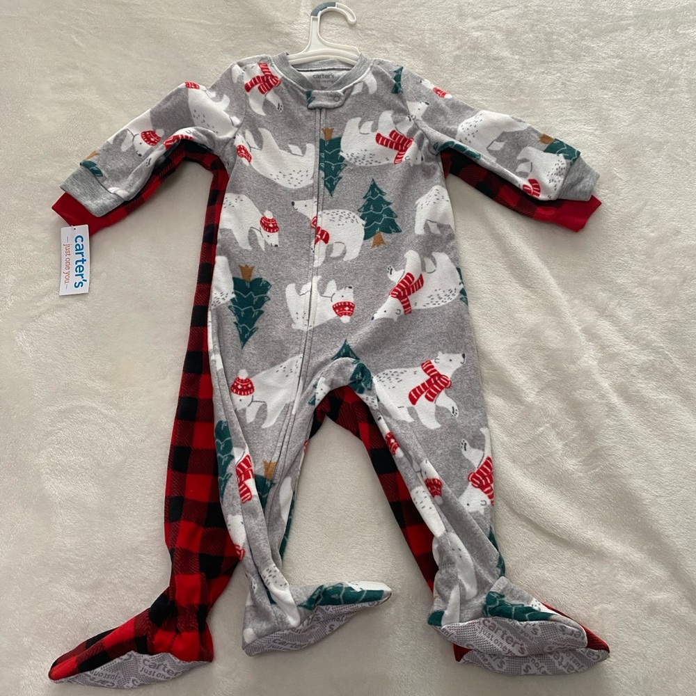 Carter's Red and Black Checkered Baby Holiday Print Night Outfit 2 pieces